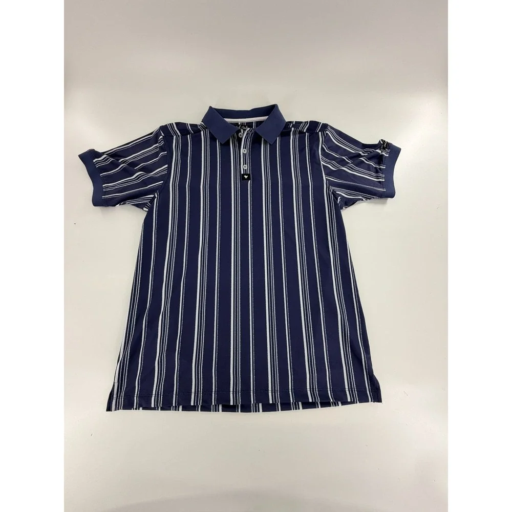 Bad Birdie Ridge Polo Winning Streak Cobalt Stripe Golf Shirt‎ Men's Size L NWOT